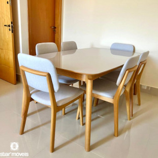 conjunto mesa com 6 cadeiras iris 1,60x0,90